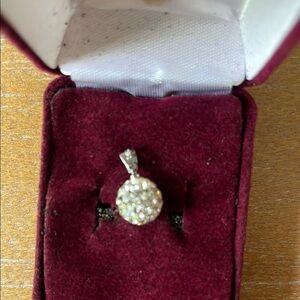 Elegant Sterling Silver Pendant ball with Sparkling rhinestones. No chain